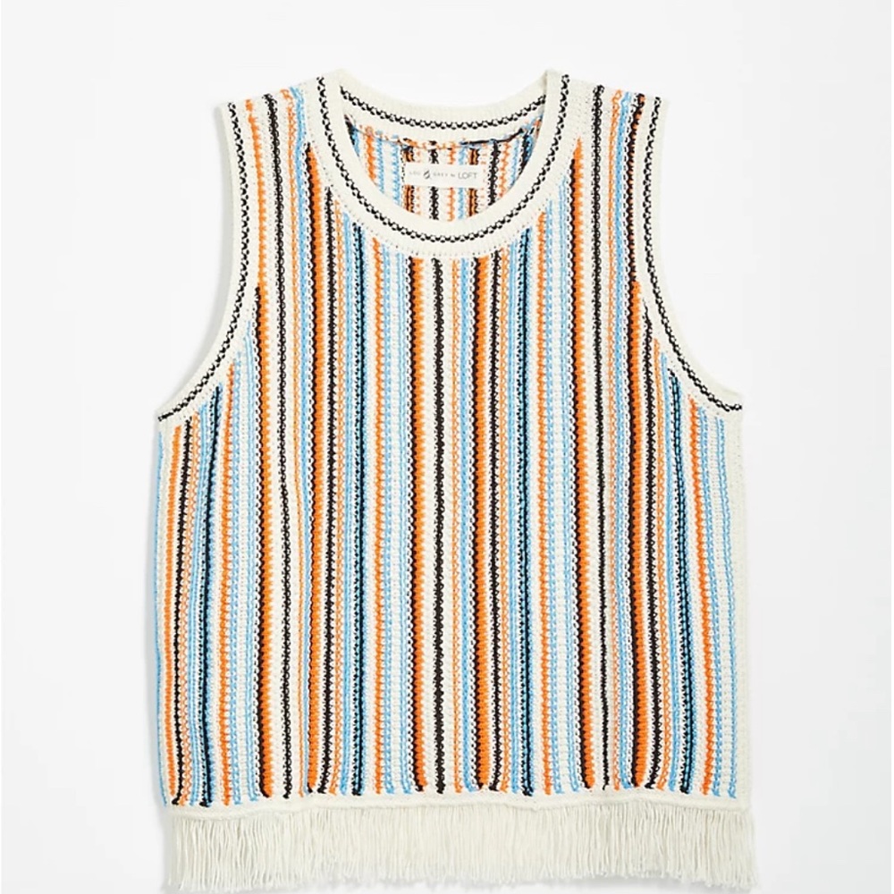 LOFT Multicolor Striped Sleeveless Top